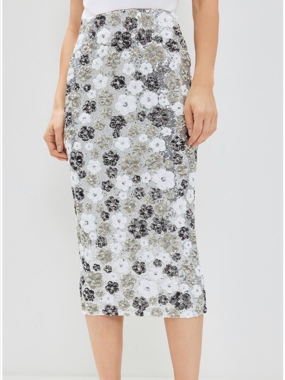 NWT Le Superbe Designer Sequin Floral Pencil Skirt